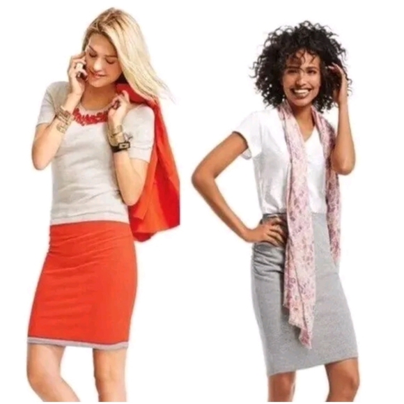 CAbi Dresses & Skirts - CAbi Reversible Orange Gray Tube Skirt Size M